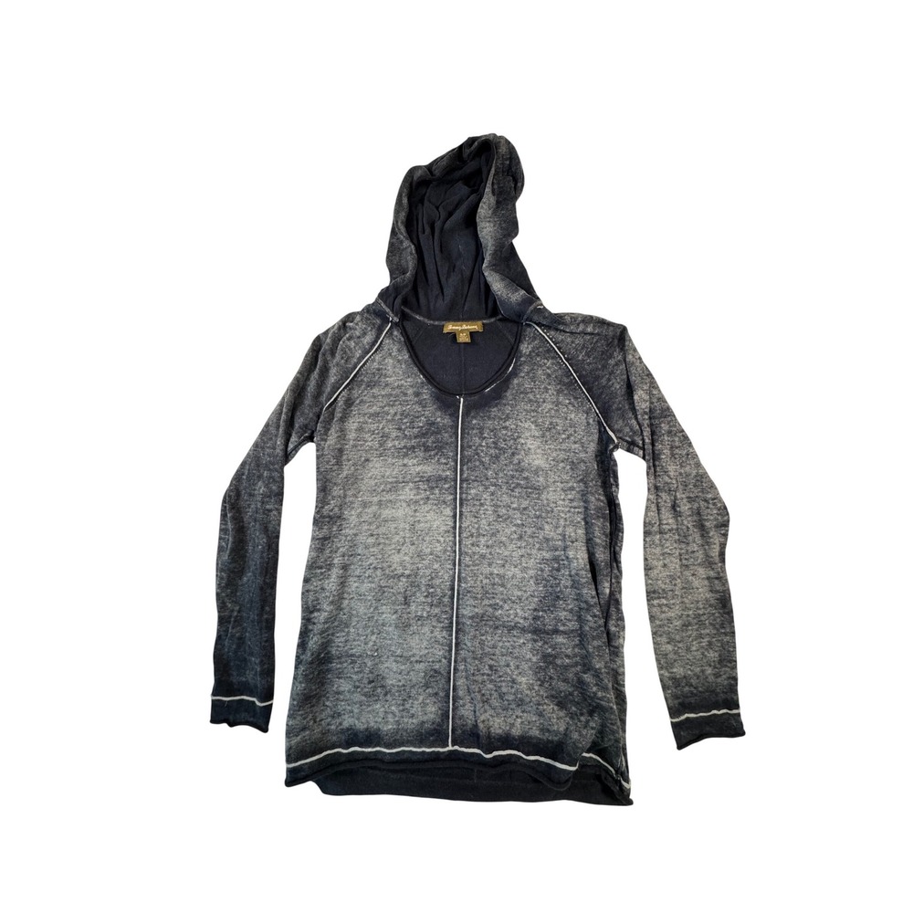 Tommy Bahama Hoodie Womens Small Blue Burnout Cotton‎ V-Neck Pullover